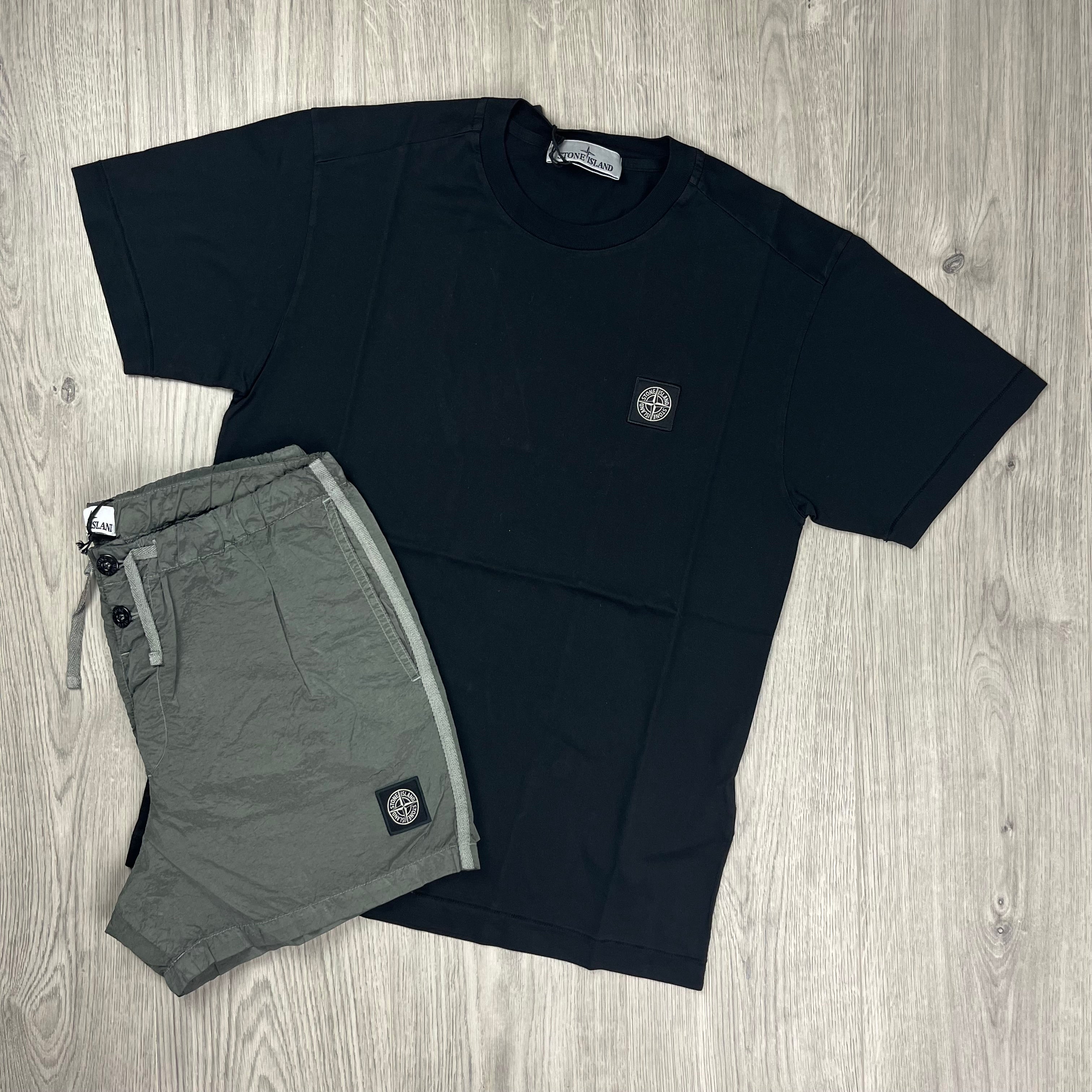 Stone Island Holiday Set in Black/Military Green. On sale at Open Attire.
