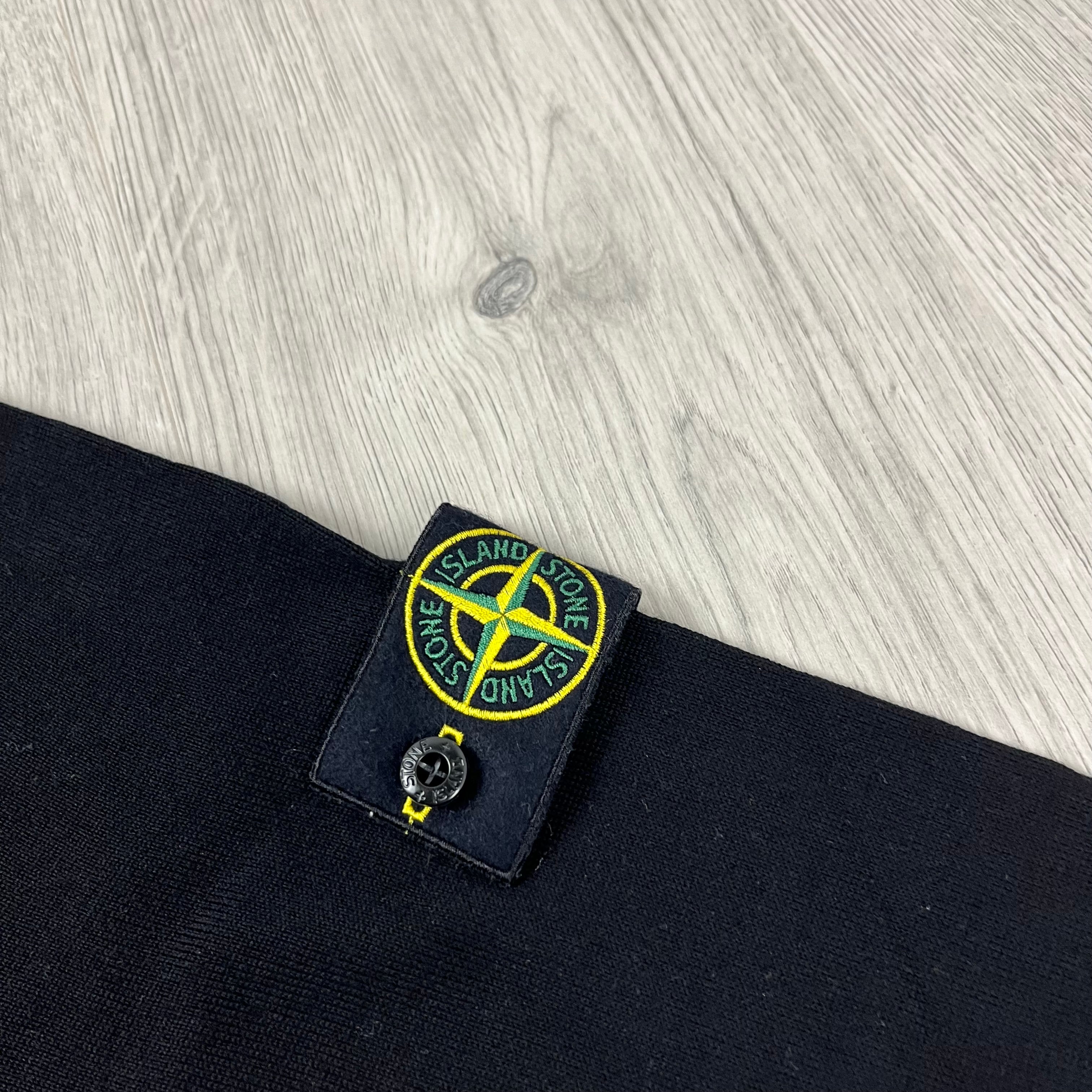 Stone Island Lambswool Knit Sweatshirt in Black. On sale at Open Attire.