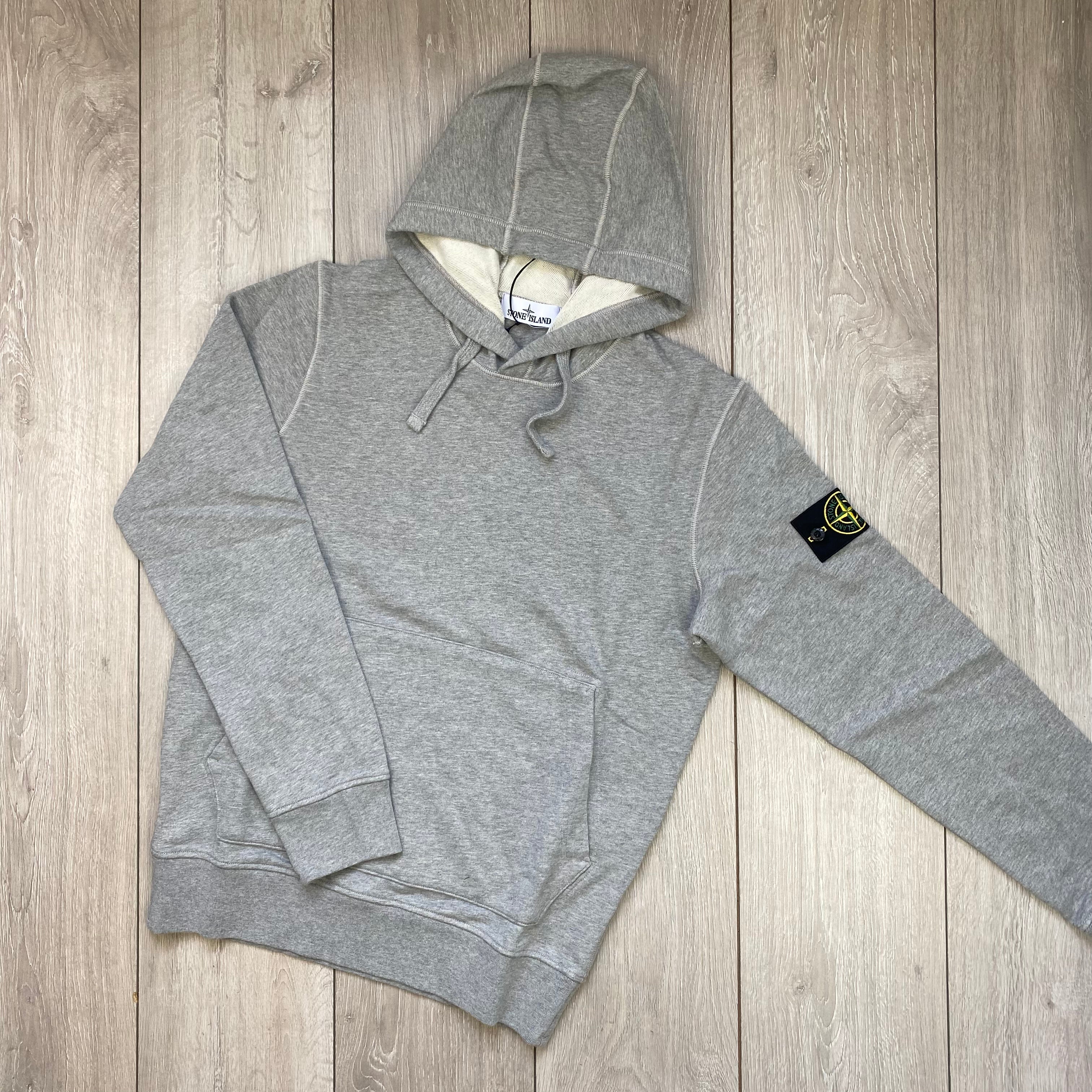 Stone Island Pullover Hoodie in Dust Grey Melange. On sale at Open Attire.