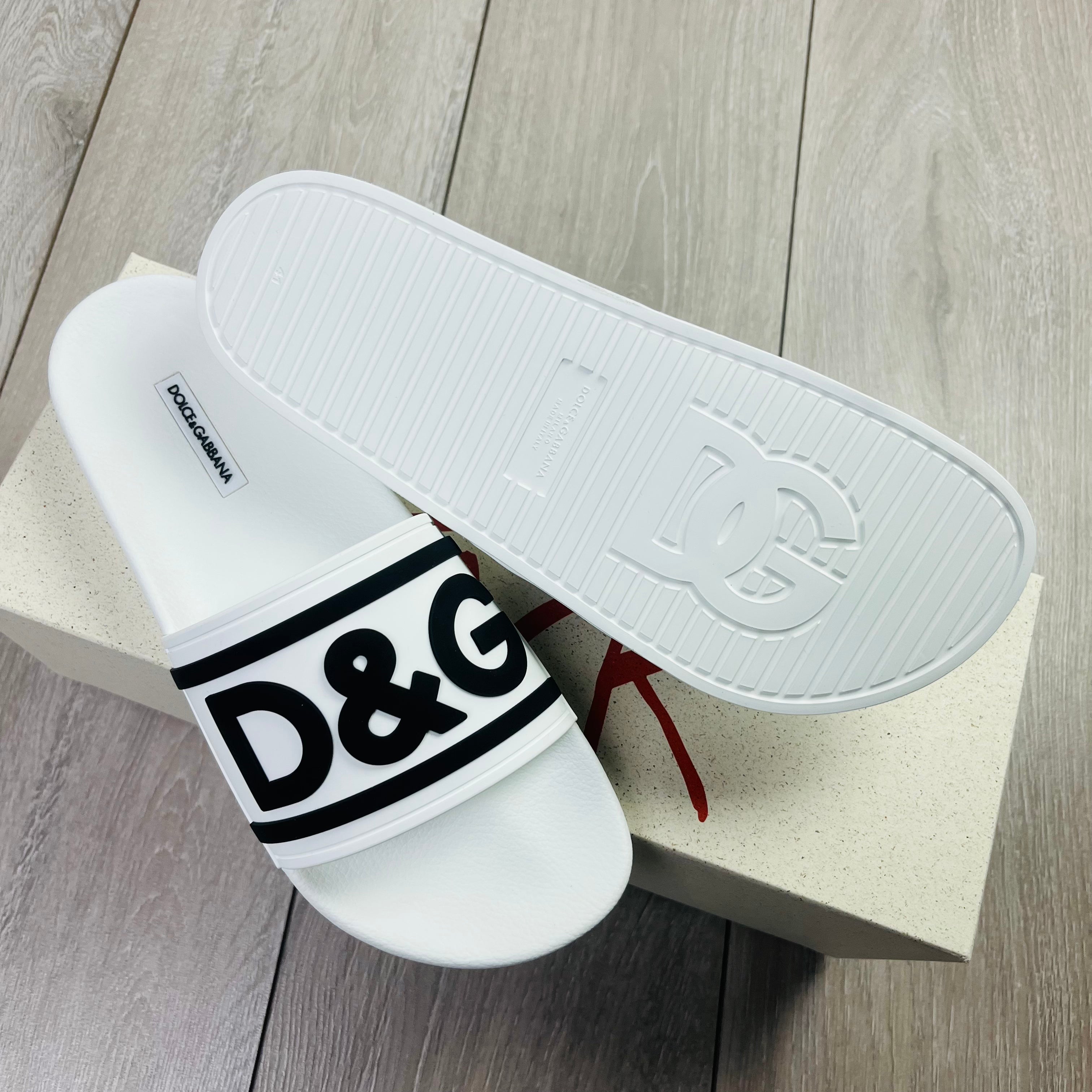 Dolce & Gabbana Rubber Slides - White