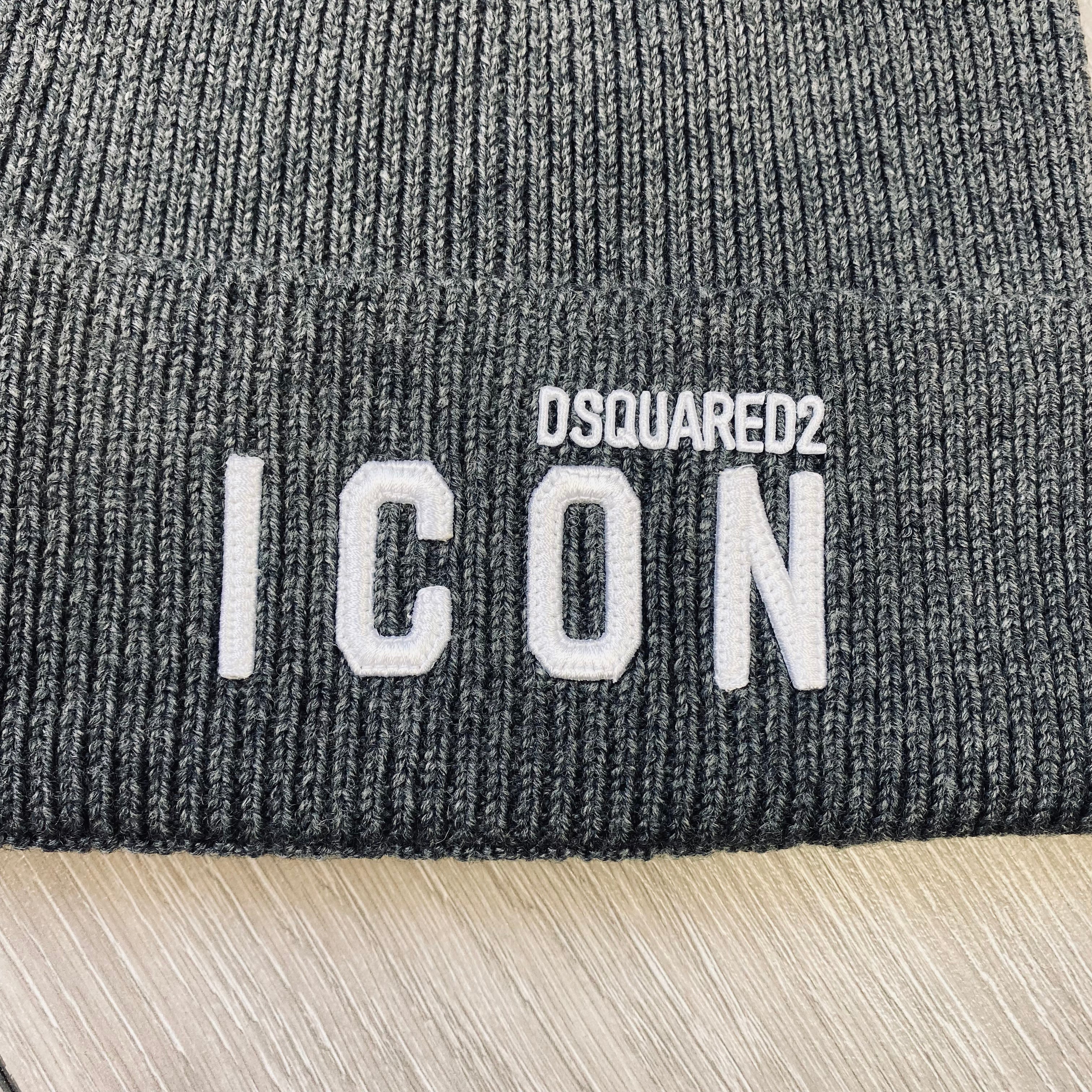 DSQUARED2 ICON Beanie in Grey Blue. On sale at Open Attire.