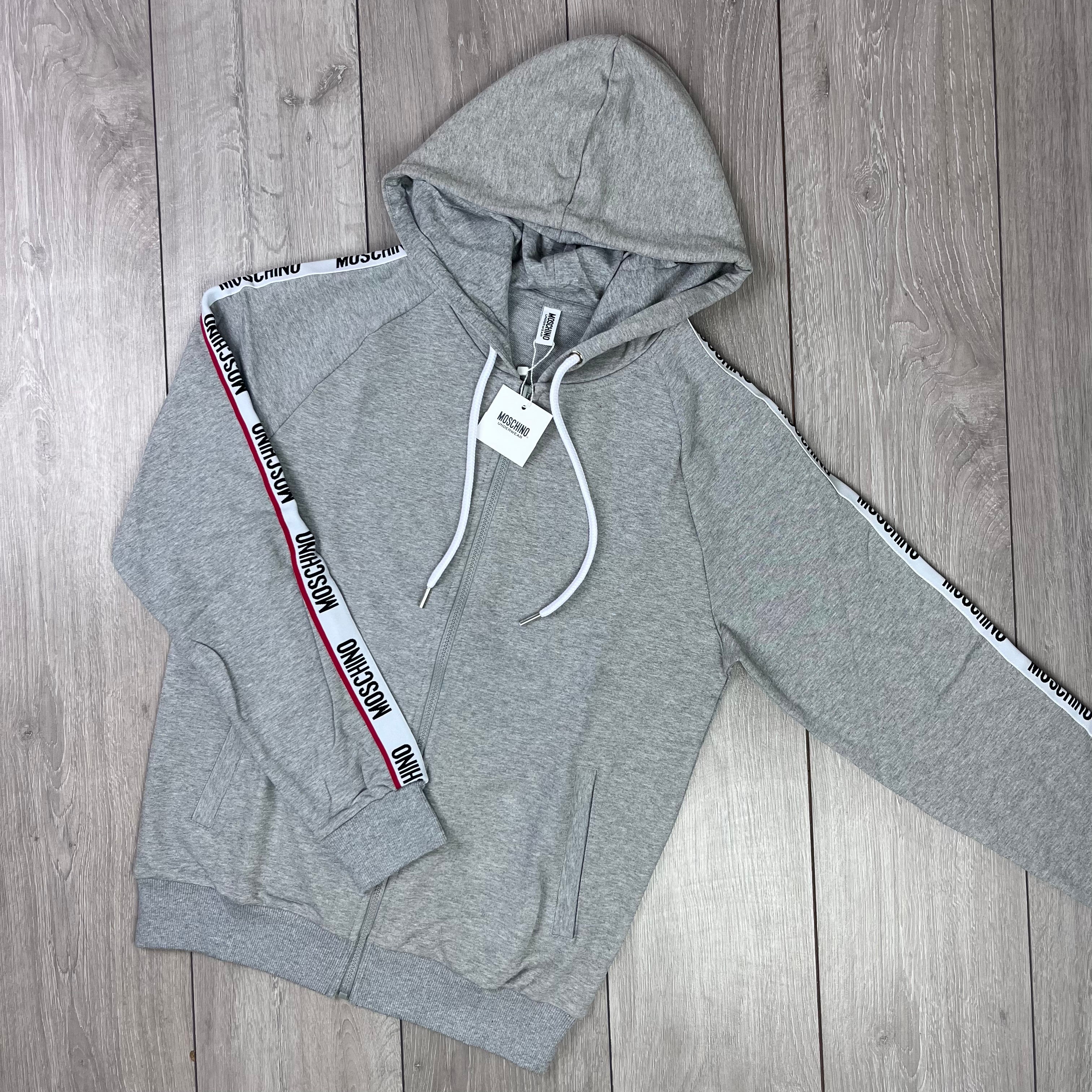 Moschino Tape Zip Hoodie - Grey