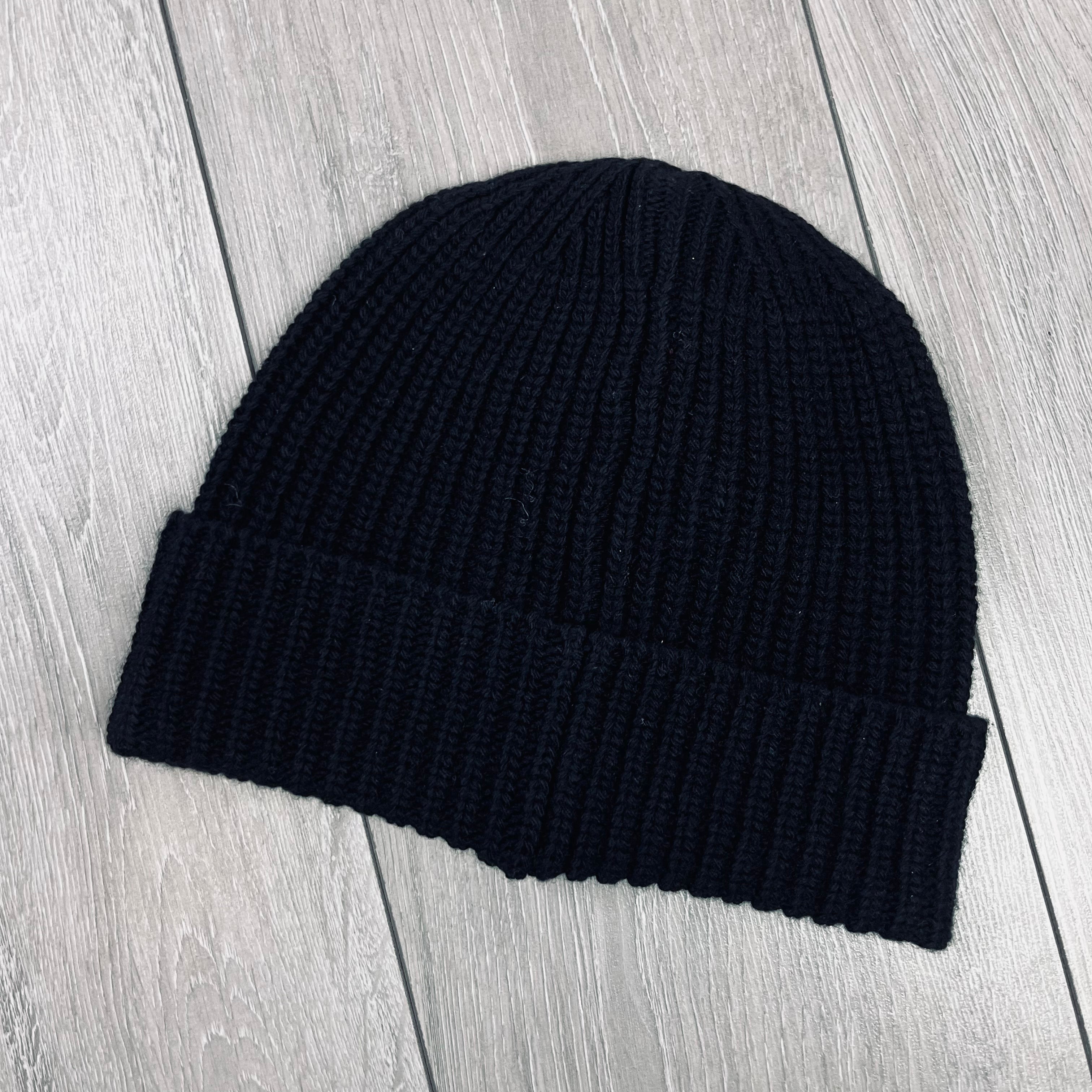 Stone Island wool beanie in Black. On sale at Open Attire.